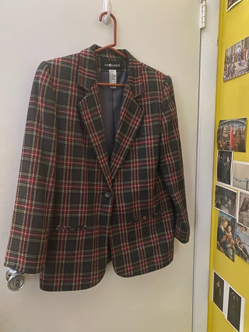 Sag Harbor Vintage 1980s Wool Tartan Plaid Blazer
